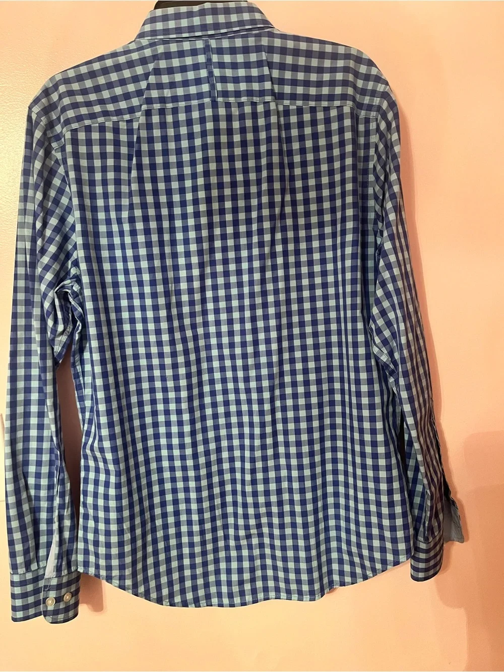 Banana Republic Men's Blue and White Gingham Button-Down Shirt
